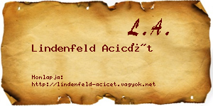 Lindenfeld Acicét névjegykártya